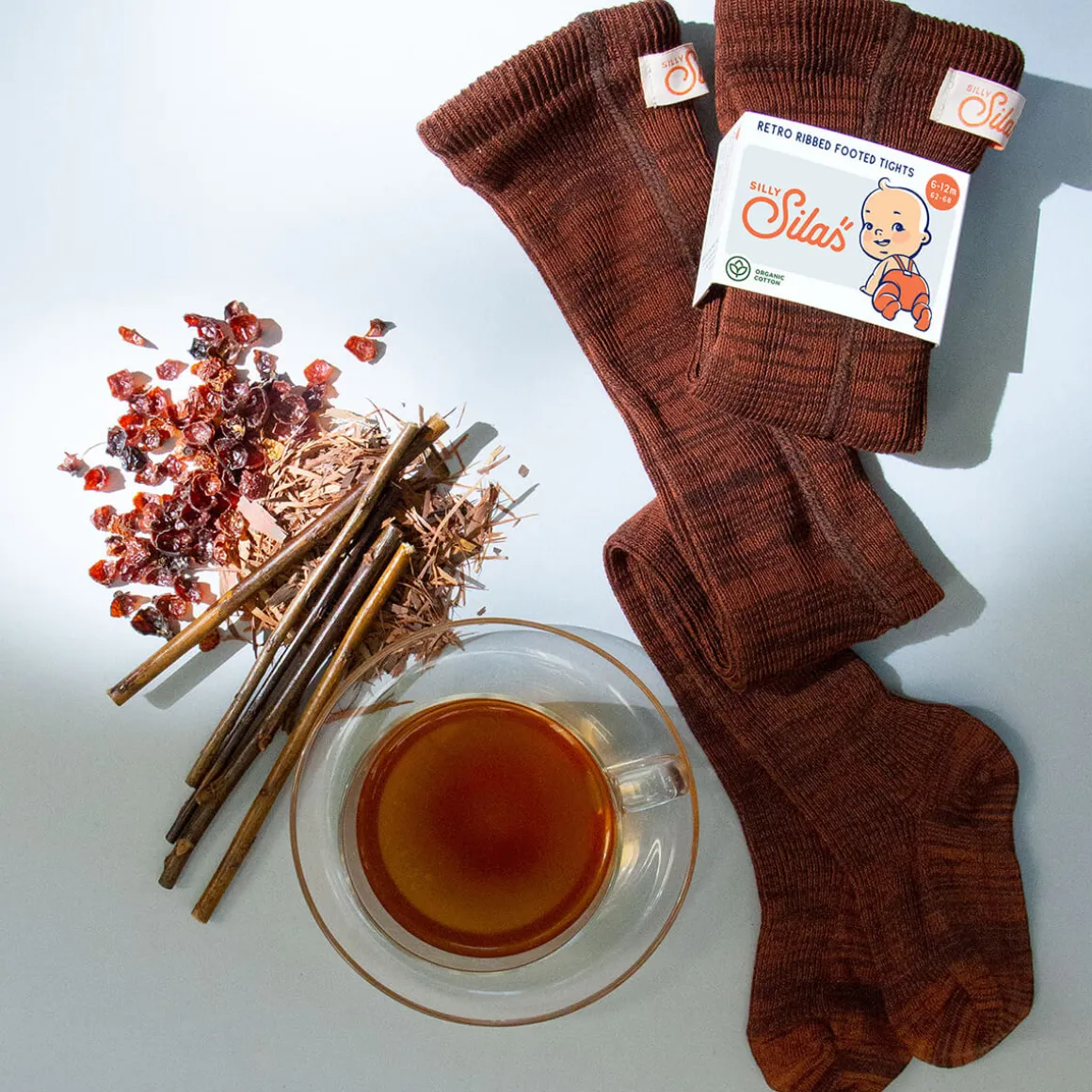 Footed Tights With Braces in Spicy Chai by Silly Silas