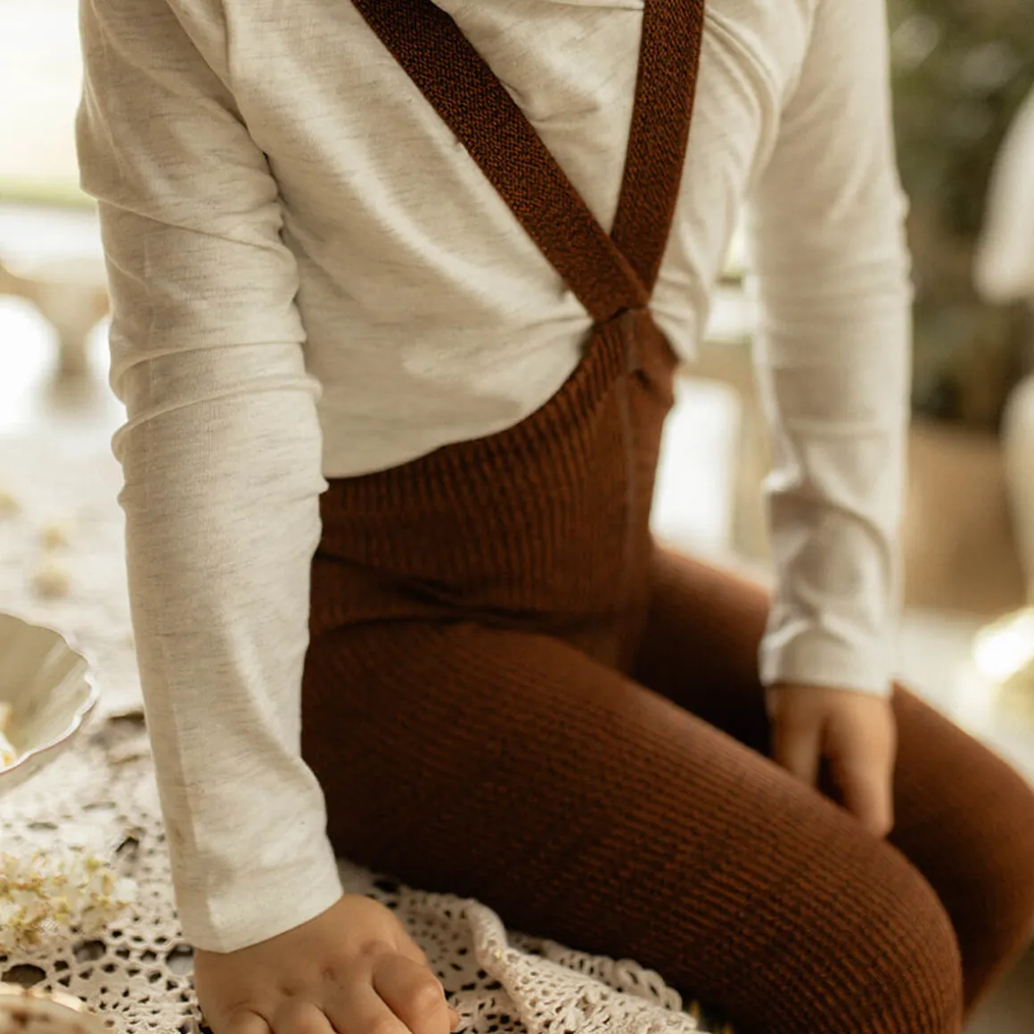 Footed Tights With Braces in Spicy Chai by Silly Silas
