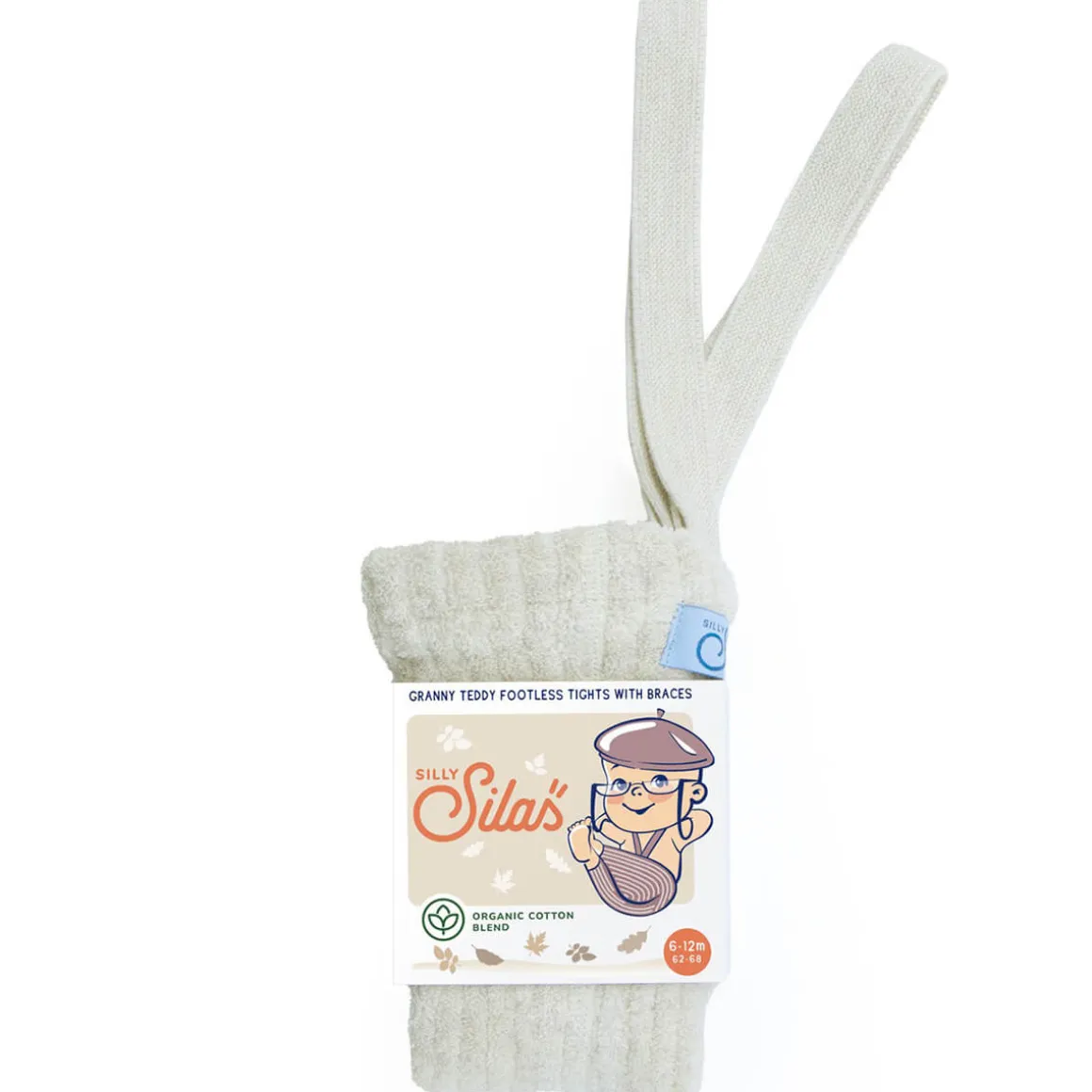 Footless Granny Teddy Tights With Braces in Cream by Silly Silas