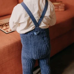Footless Granny Teddy Tights With Braces in Steel Blue by Silly Silas