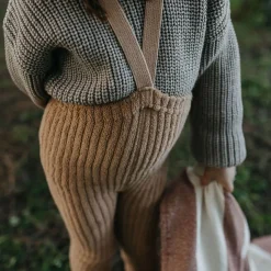 Footless Granny Teddy Tights With Braces in Light Brown by Silly Silas