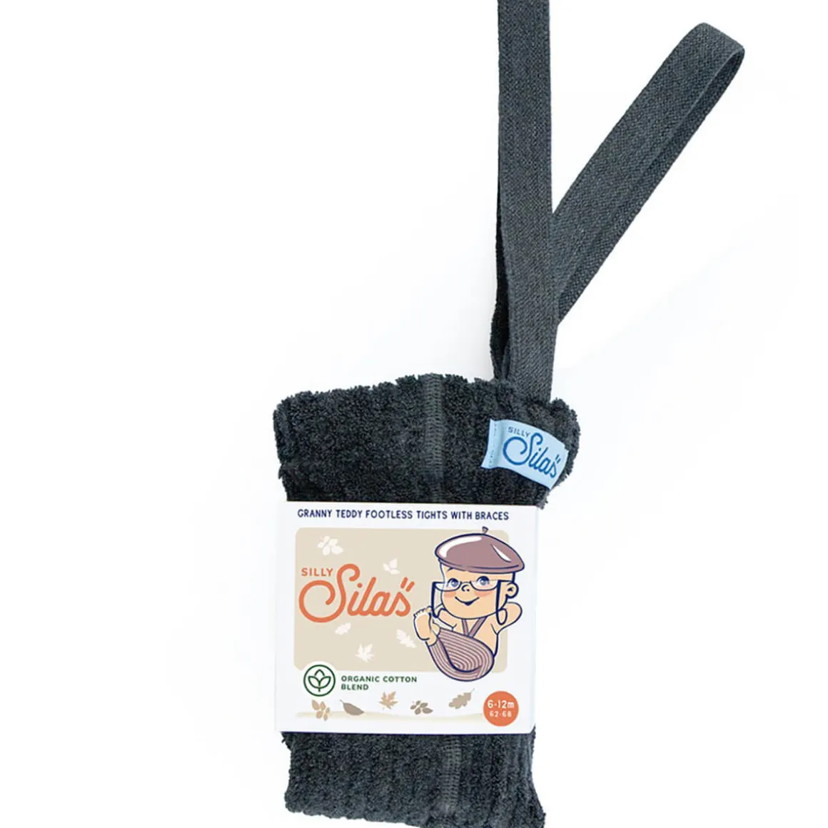 Footless Granny Teddy Tights With Braces in Dark Grey Blend by Silly Silas