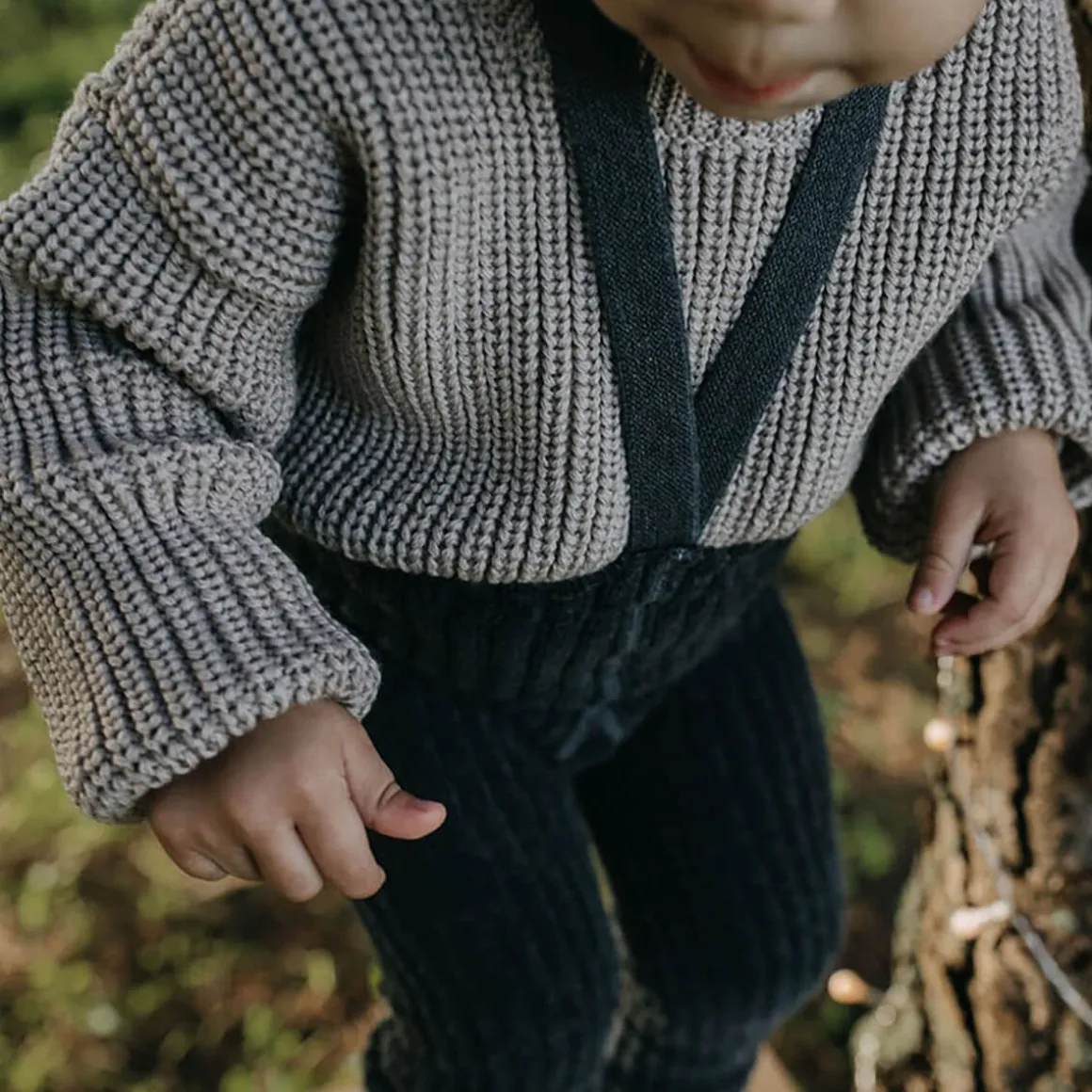 Footless Granny Teddy Tights With Braces in Dark Grey Blend by Silly Silas