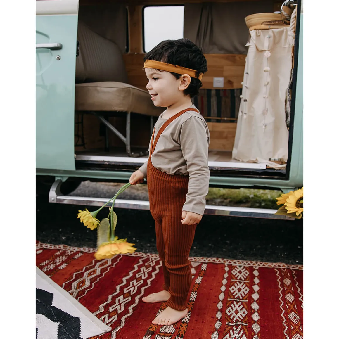 Footless Hippy Tights With Braces in Cinnamon by Silly Silas