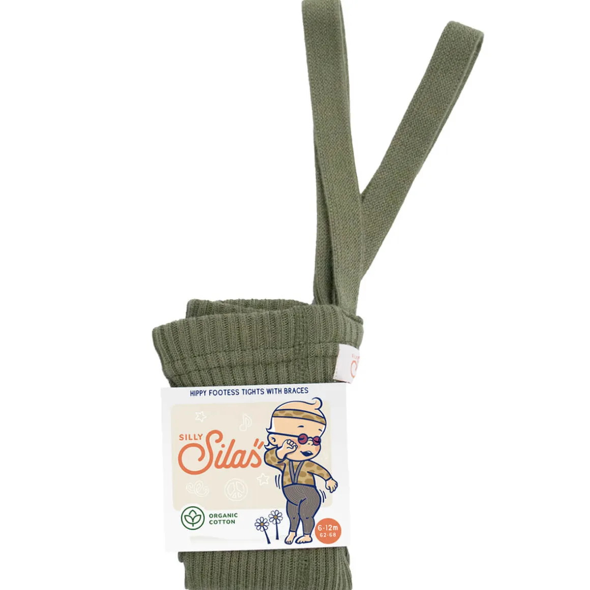 Footless Hippy Tights With Braces in Olive Green by Silly Silas