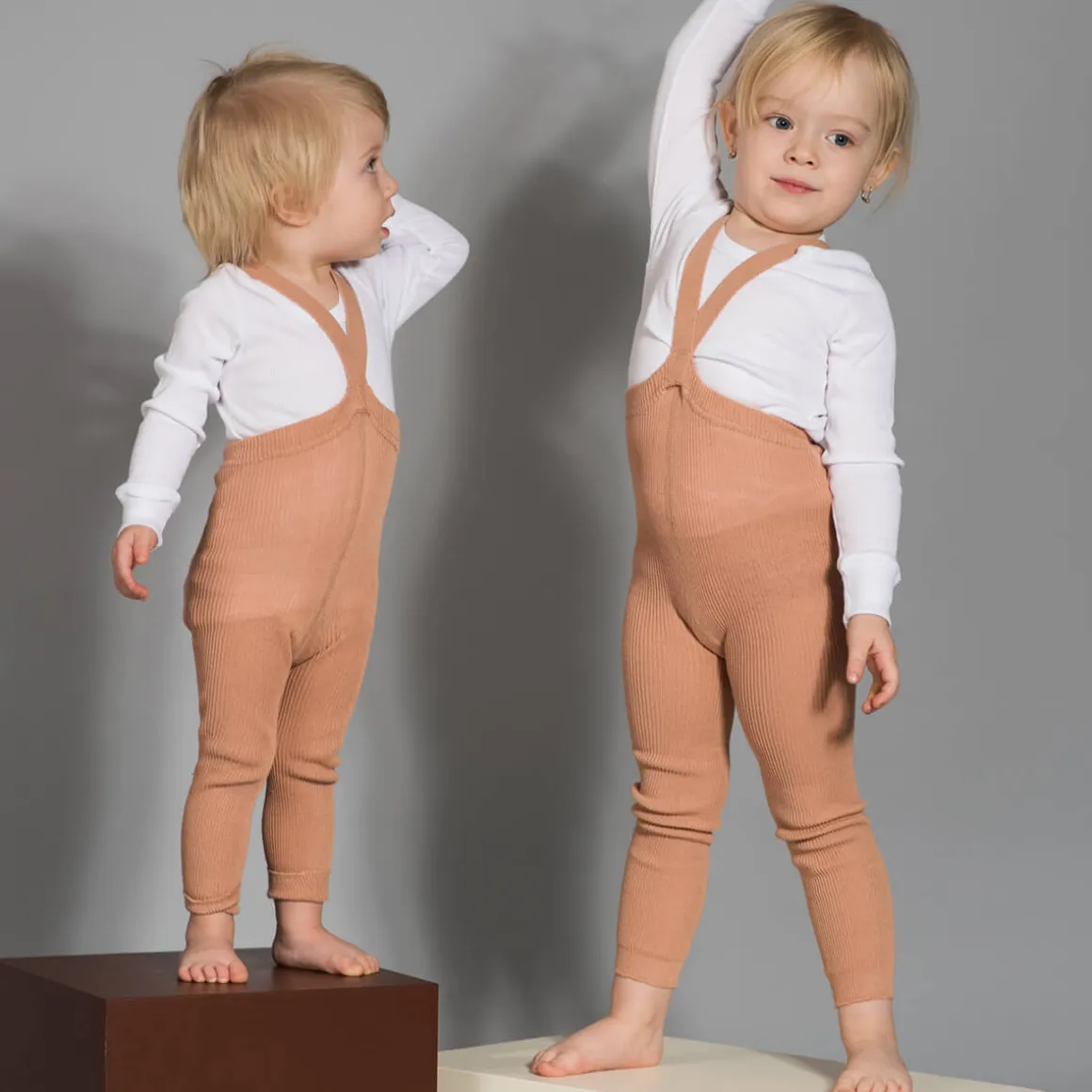 Footless Tights With Braces in Light Brown by Silly Silas