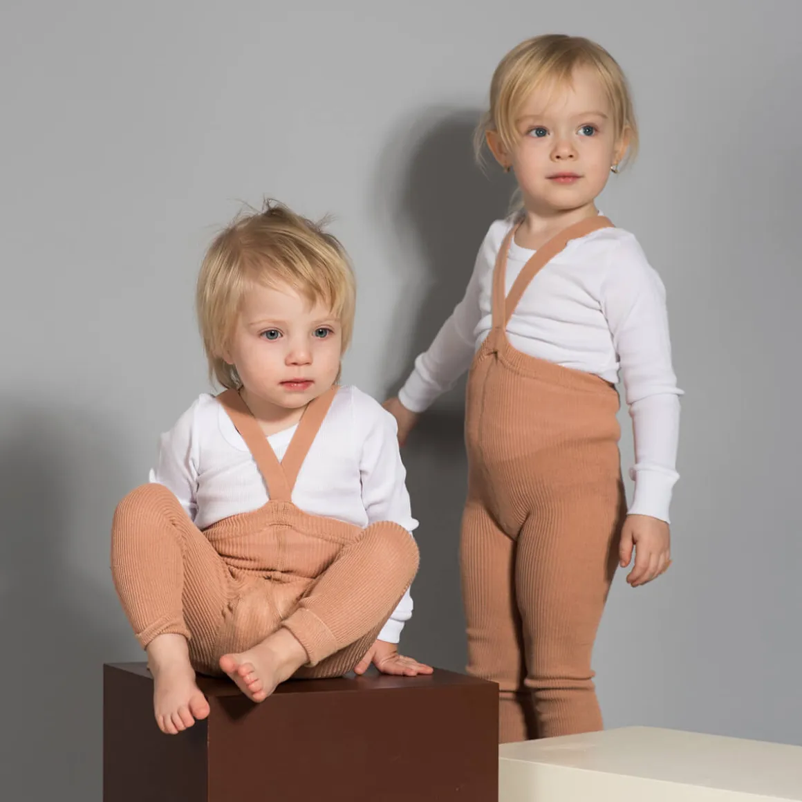 Footless Tights With Braces in Light Brown by Silly Silas