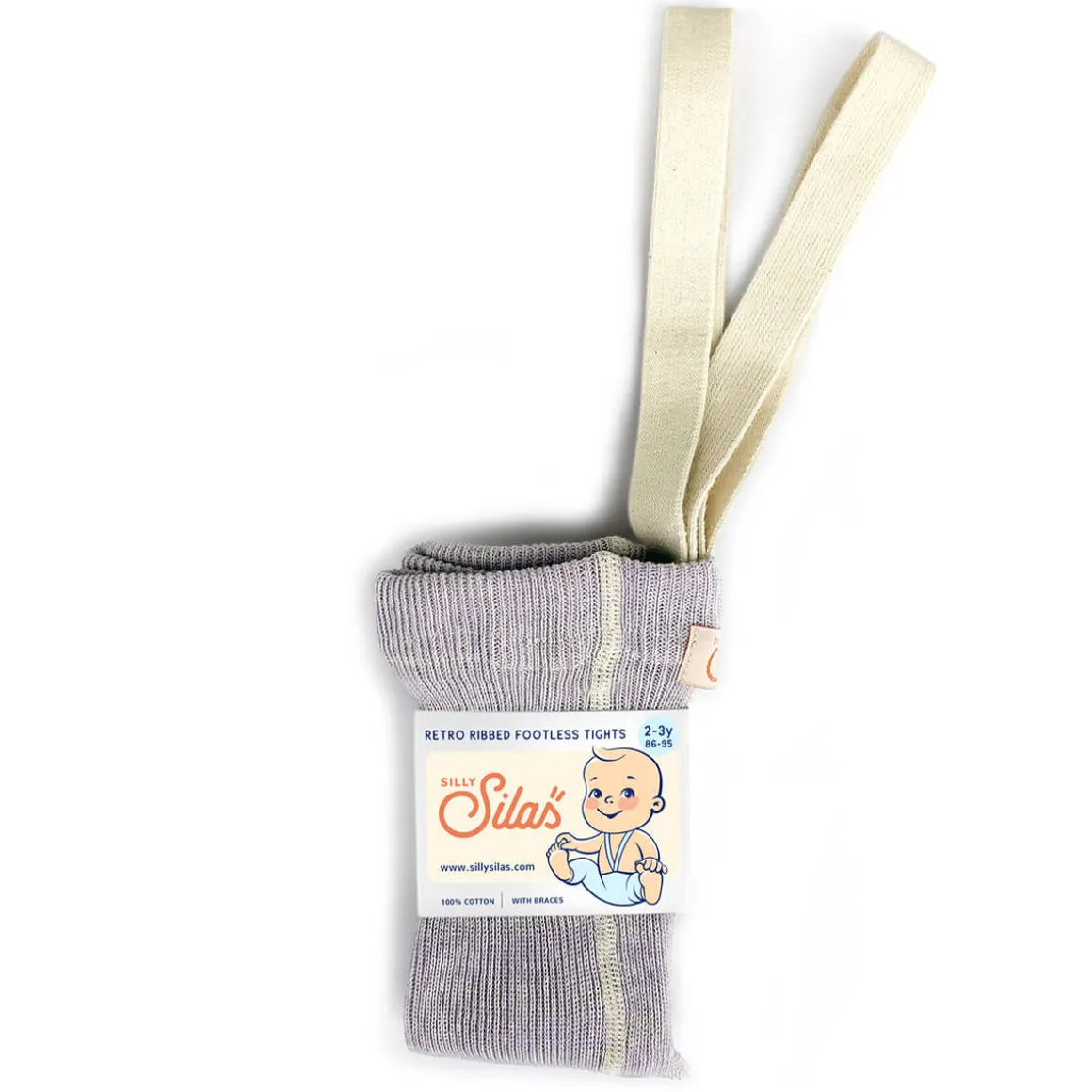 Footless Tights With Braces in Creamy Lavender by Silly Silas