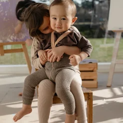Footless Tights With Braces in Charcoaly Brown by Silly Silas