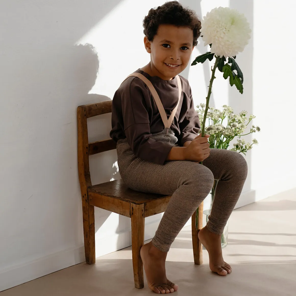 Footless Tights With Braces in Charcoaly Brown by Silly Silas