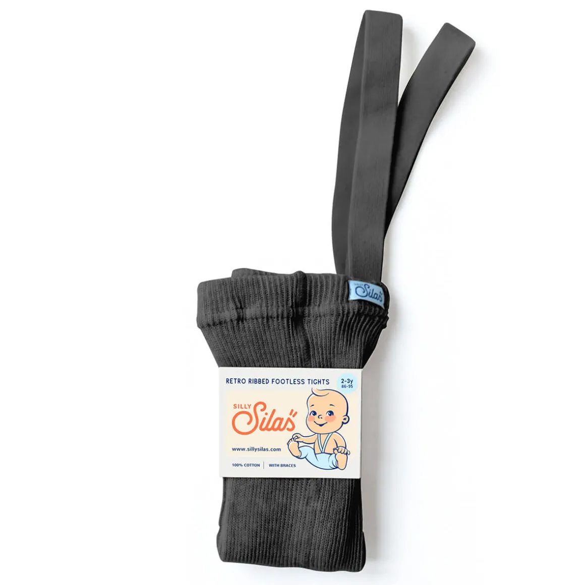 Footless Tights With Braces in Dark Grey Blend by Silly Silas