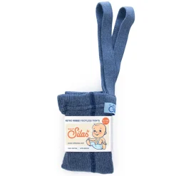 Footless Tights With Braces in Steel Blue Blend by Silly Silas