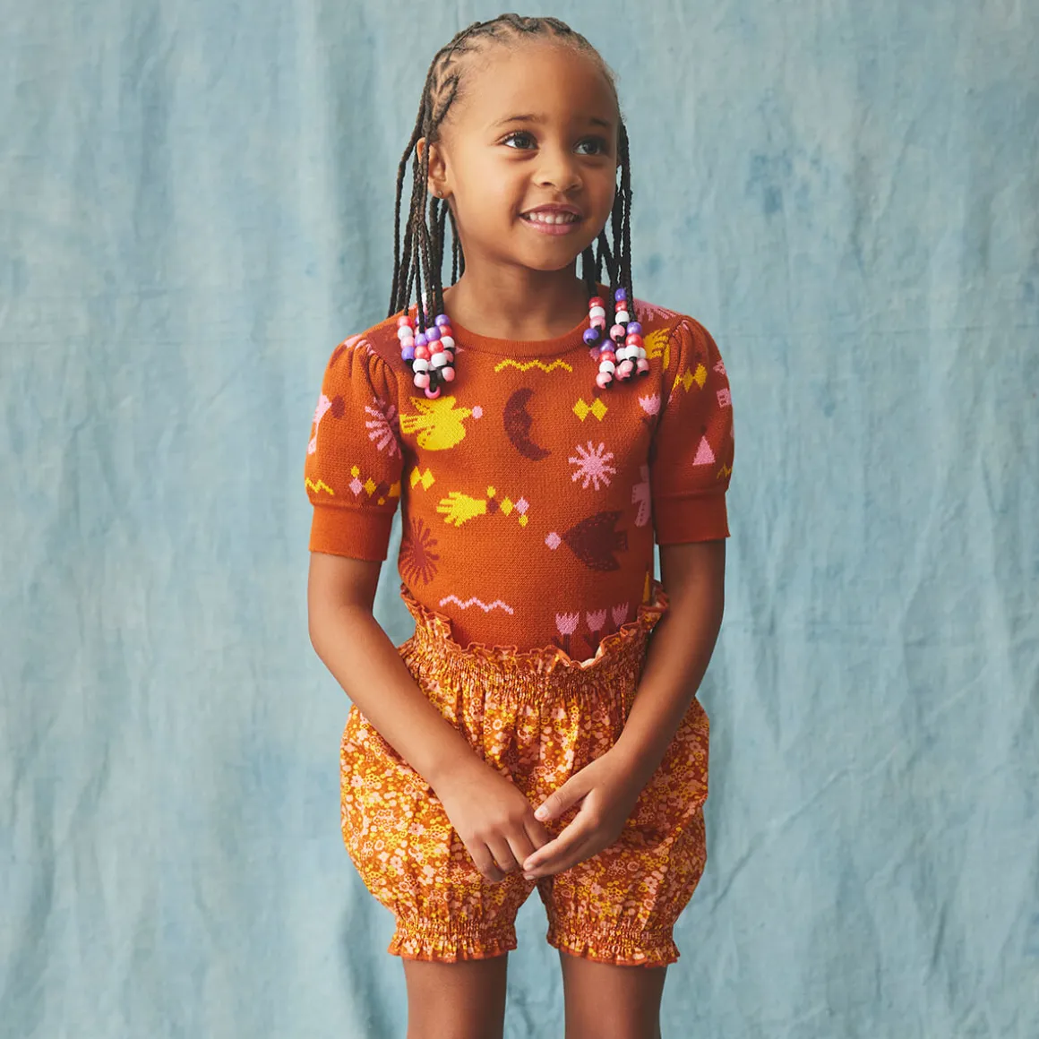 Frankie Top in Gingerbread Daleyden Fête Jacquard by Misha & Puff - Last Ones In Stock - 3-6 Years