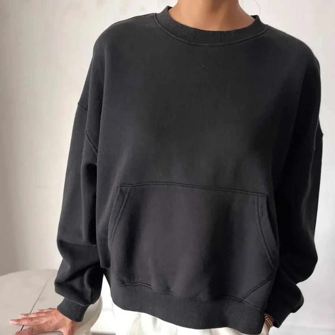 French Terry Poche Top in Black by Le Bon Shoppe