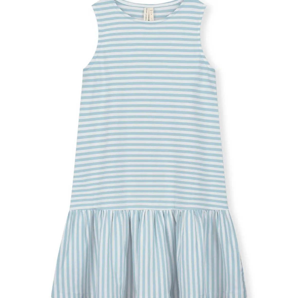 Frill Dress in Sky / Off White by Gray Label