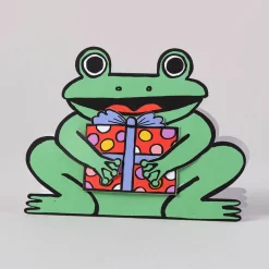 Frog With Mini Card Die Cut Birthday Greetings Card by Alice Bowsher for Wrap