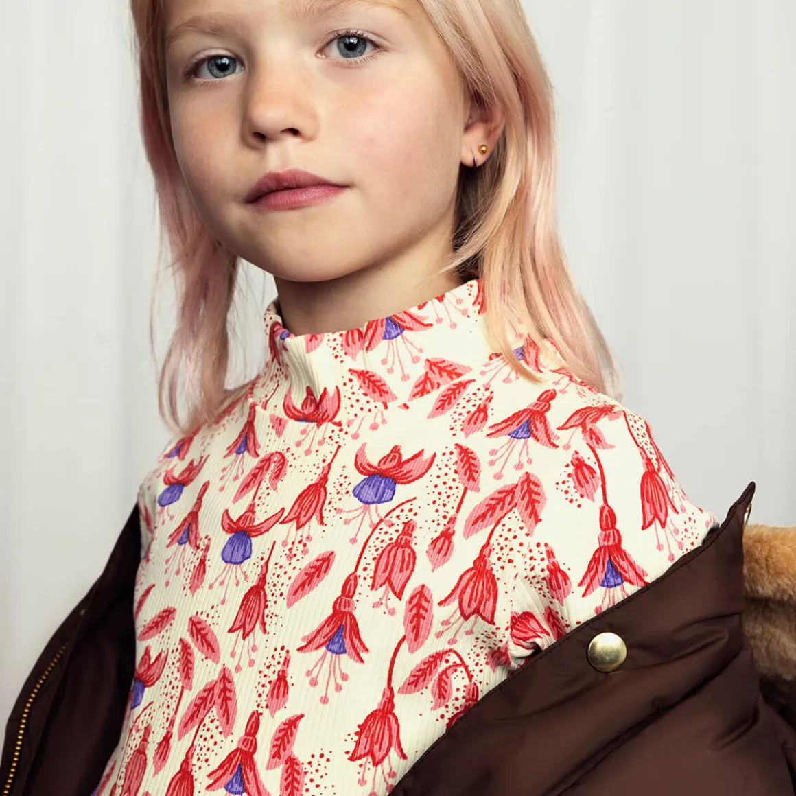 Fuchsia AOP High Neck Long Sleeve Tee by Mini Rodini