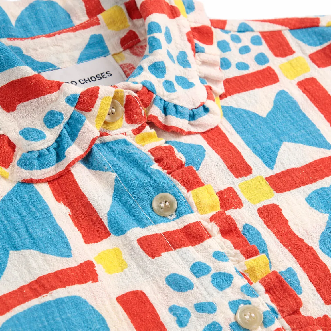 Geometric Game All Over Woven Shirt by Bobo Choses