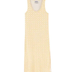 Geometric Tank Midi Dress in Light Cream / Pale Ochre by The Tiny Big Sister