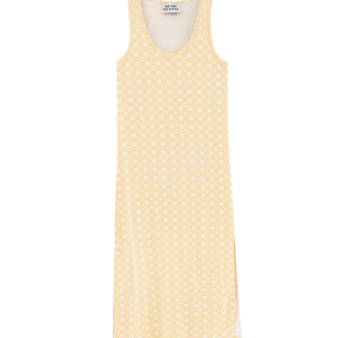 Geometric Tank Midi Dress in Light Cream / Pale Ochre by The Tiny Big Sister
