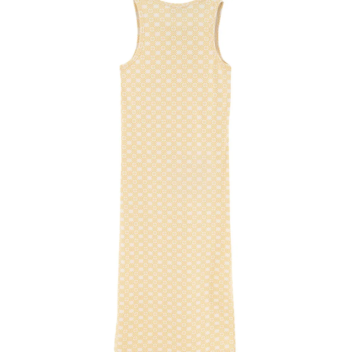 Geometric Tank Midi Dress in Light Cream / Pale Ochre by The Tiny Big Sister
