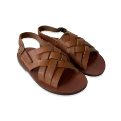 Gianni Crossover Strap Sandals in Kava Brown by PèPè