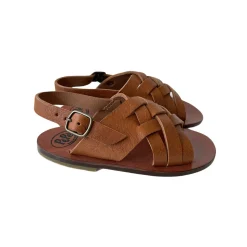 Gianni Crossover Strap Sandals in Kava Brown by PèPè