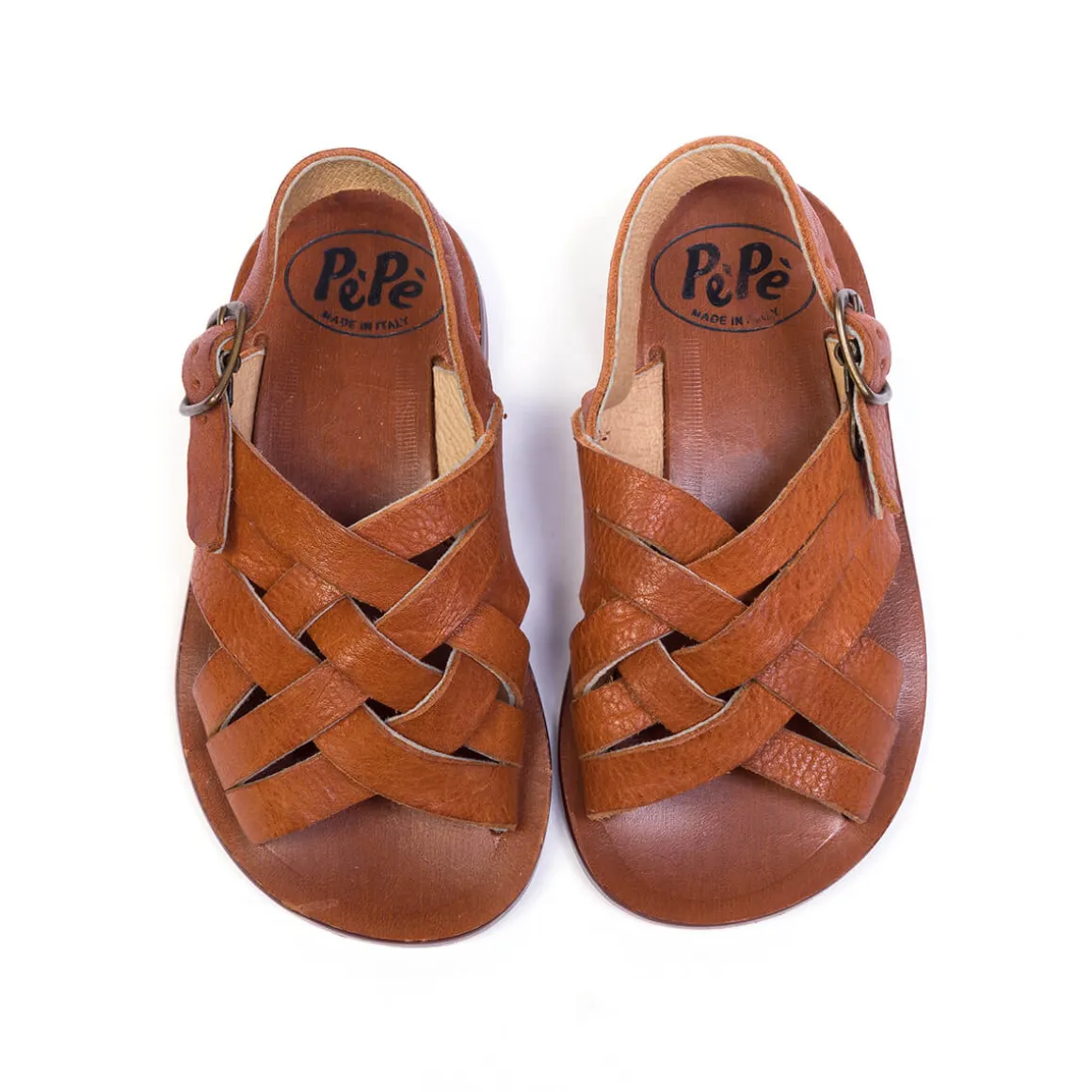 Gianni Crossover Strap Sandals in Kava Brown by PèPè