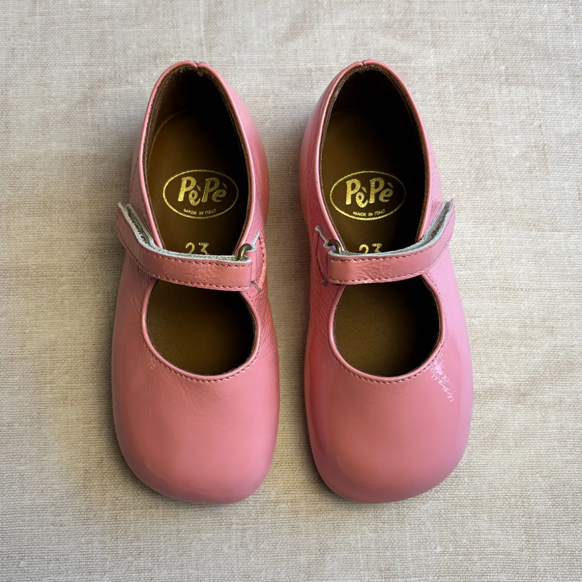 Ginevra Patent Leather Ballet Slippers in Bubblegum Pink by PèPè