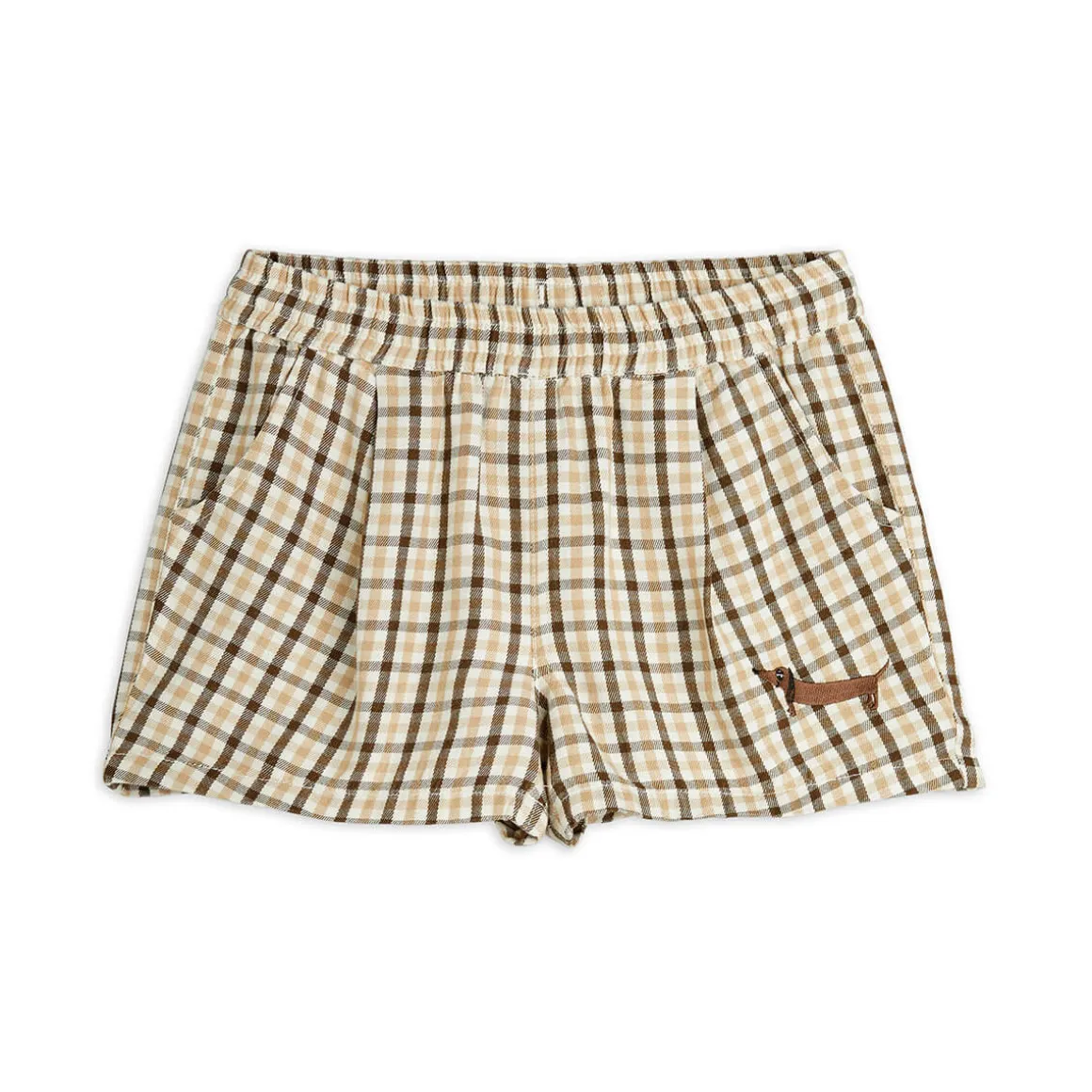 Gingham Woven Shorts in Beige by Mini Rodini