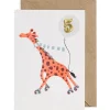 Giraffe Embroidered Age Card by Petra Boase - Age 5