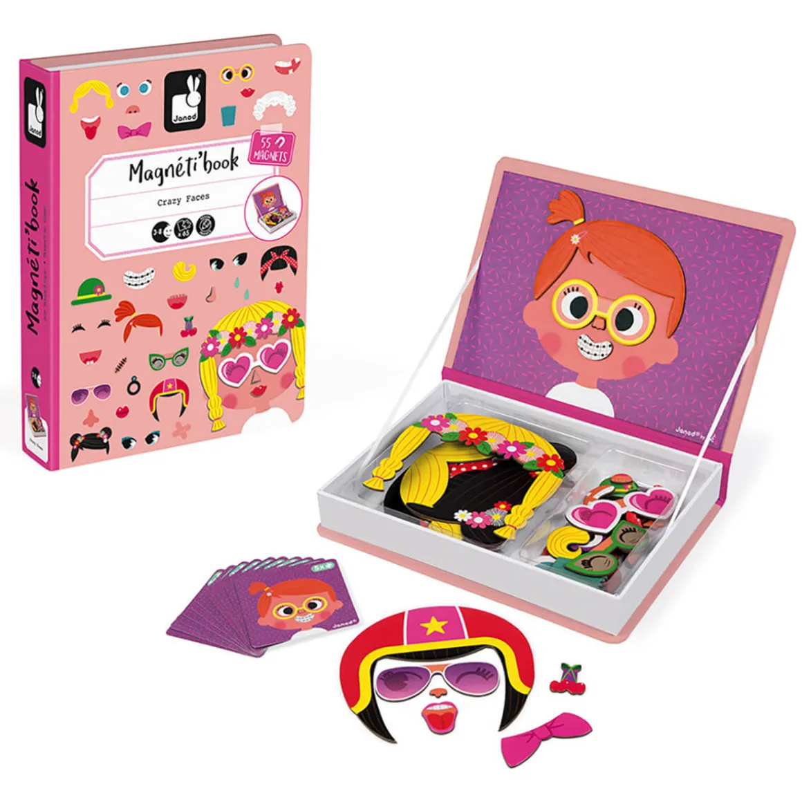 Girl's Crazy Faces Magneti Book by Janod