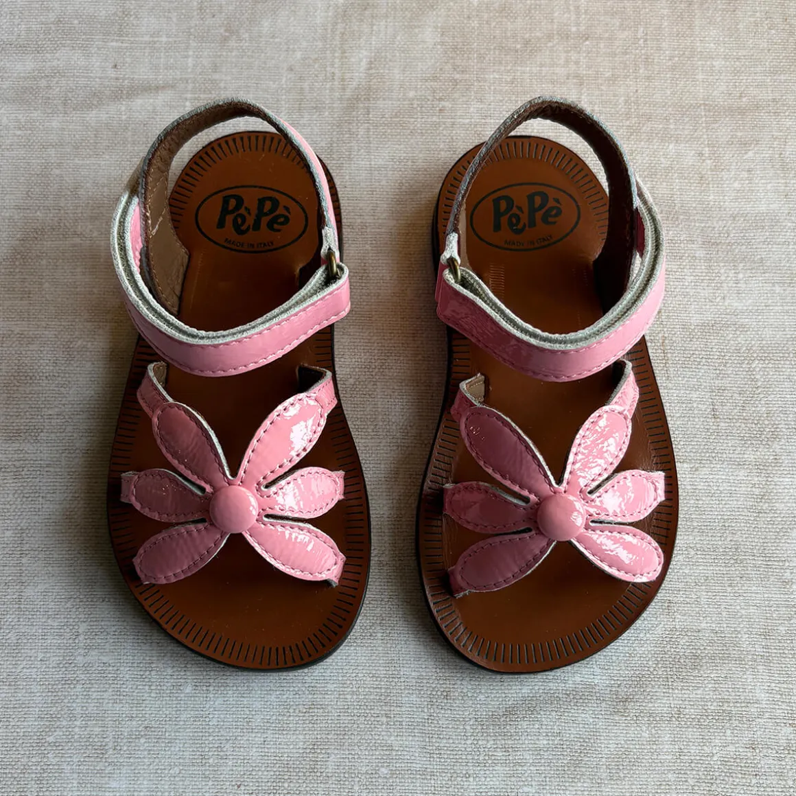 Giulia Flower Sandals in Bubblegum Pink Patent by PèPè
