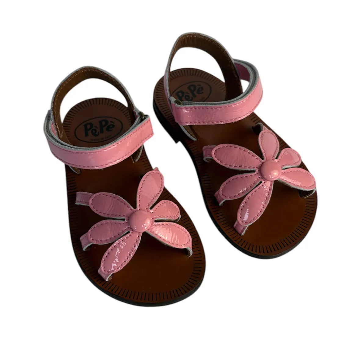 Giulia Flower Sandals in Bubblegum Pink Patent by PèPè