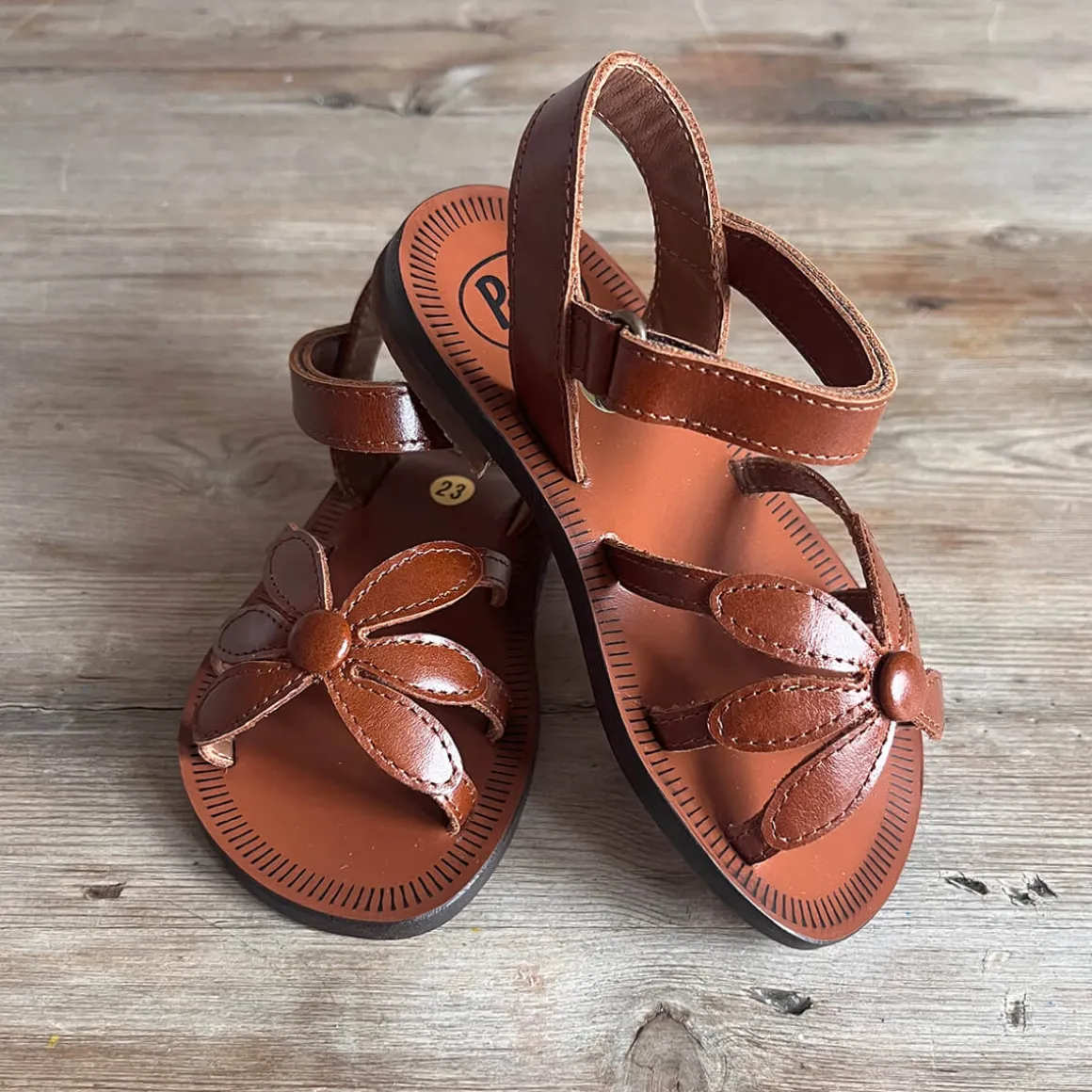 Giulia Flower Sandals in Cacao by PèPè