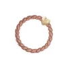 Gold Heart Hair Band in Woven Rosé Shimmer by byEloise