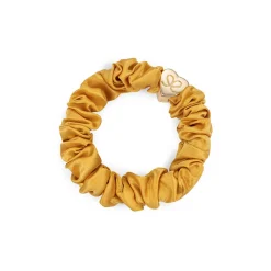 Gold Heart Silk Scrunchie in Mustard by byEloise