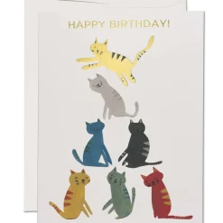 Gold Kitty Birthday Greetings Card by Red Cap Cards