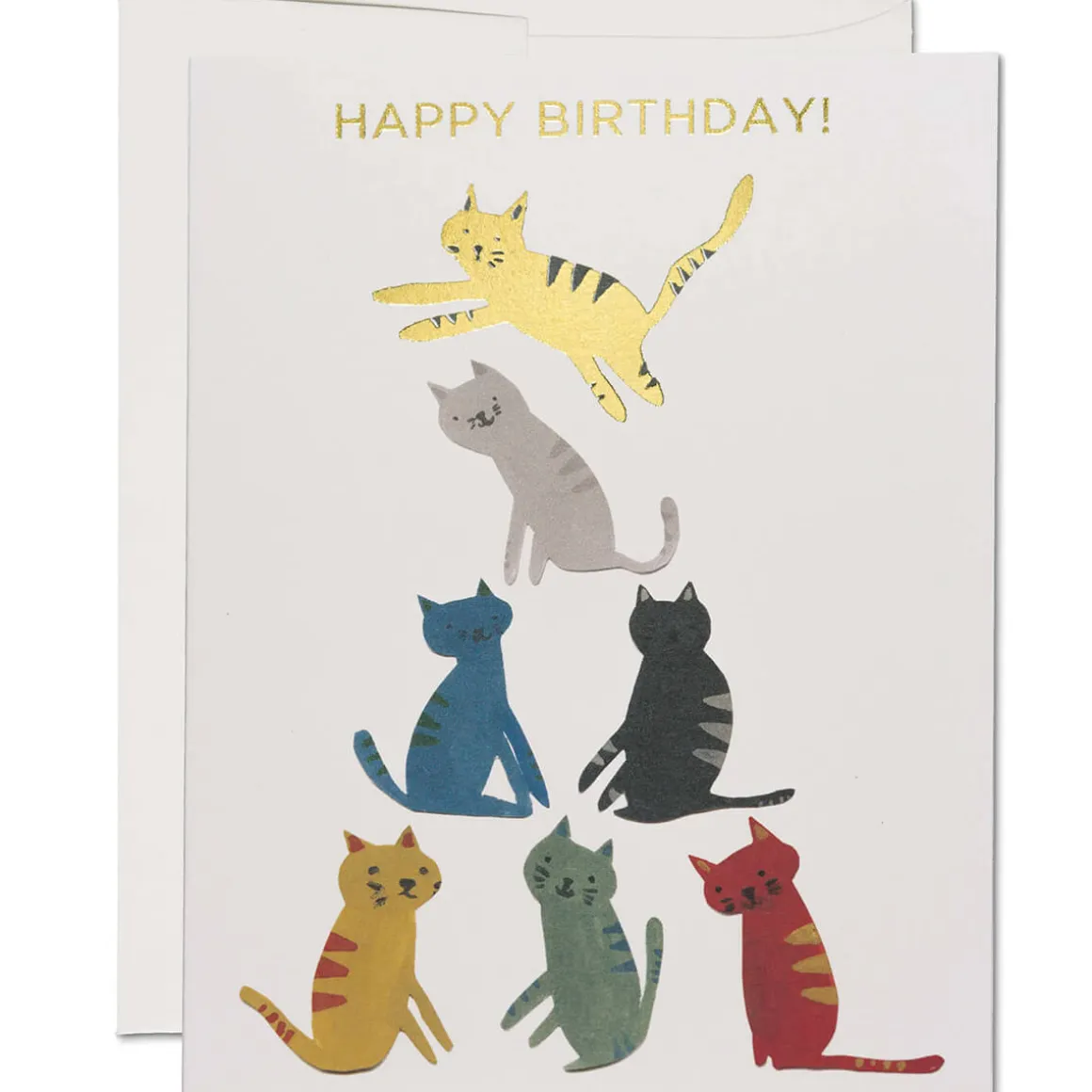 Gold Kitty Birthday Greetings Card by Red Cap Cards
