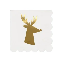 Gold Reindeer Small Party Napkins by Meri Meri