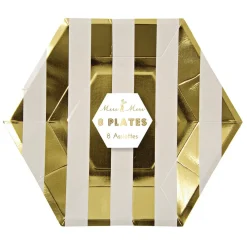 Gold Stripes Party Plates Large by Meri Meri