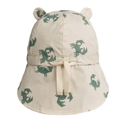 Gorm Reversible Sun Hat With Ears in Crab Sandy / Peppermint by Liewood