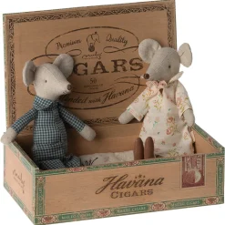 Grandma and Grandpa Mice in Cigarbox by Maileg
