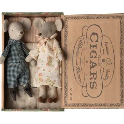 Grandma and Grandpa Mice in Cigarbox by Maileg