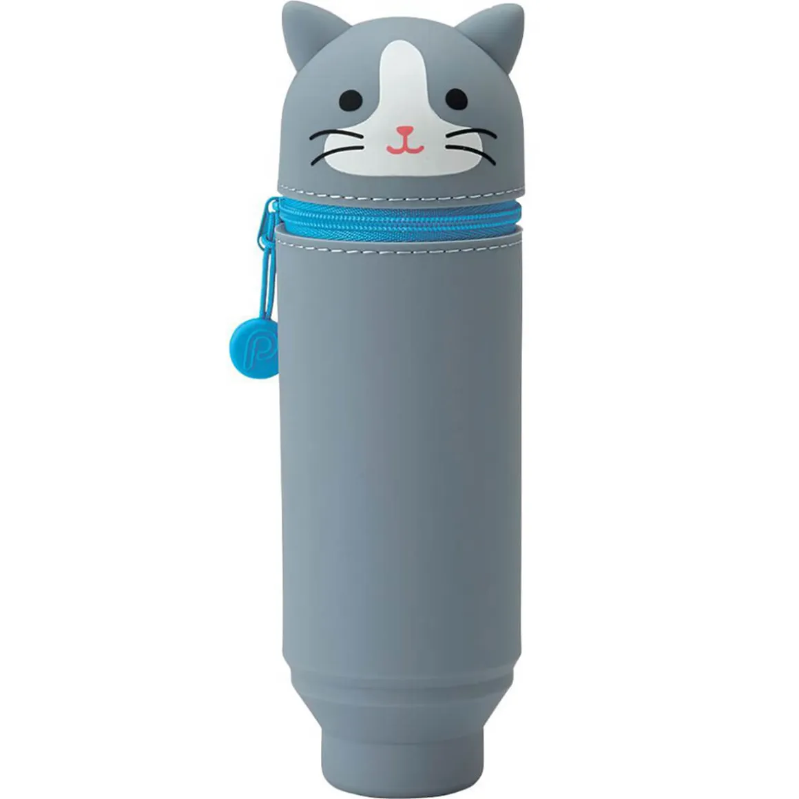 Grey Tuxedo Cat PuniLabo Stand Pen Case by Lihit Lab