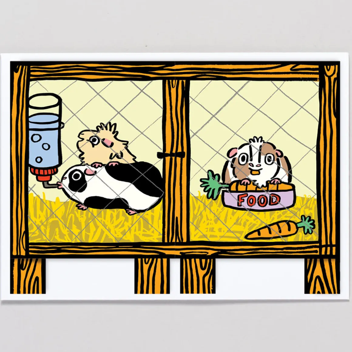 Guinea Pig Surprise Fold Out Birthday Greetings Card by Alice Bowsher for Wrap