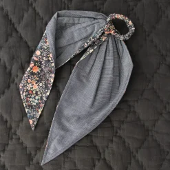 Hair Elastic Scarf in Navy Flowers by Bonjour - Last One In Stock