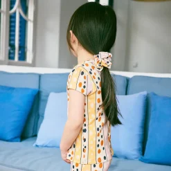 Hair Scrunchie in Frangipani Polka-Stripe by Misha & Puff