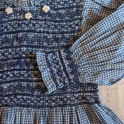 Handsmock Blouse in Blue Vichy Check by Bonjour