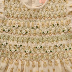 Handsmock Blouse in Ivory & Gold Flowers by Bonjour
